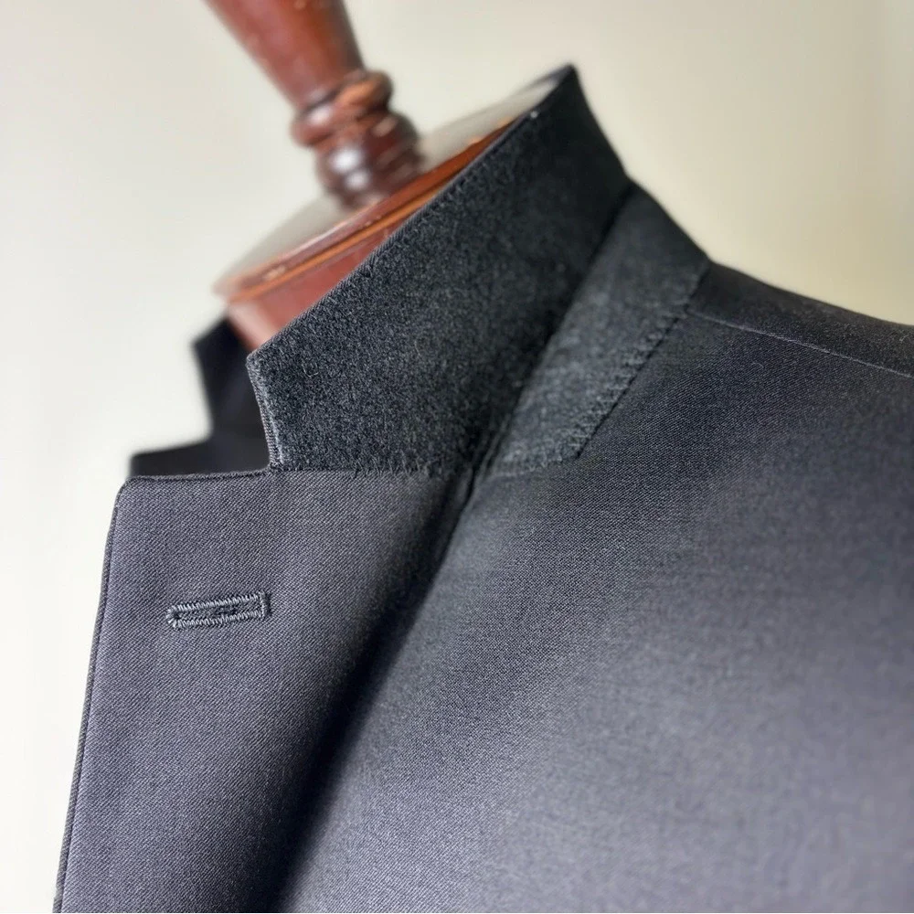 Ralph Lauren Sport Coat Blazer‎ Size 46R Black Wool Suit Jacket Made in Canada